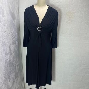 JONES WEAR Cocktail Dress Black Rhinestone Embellished V Neck 14 New‎ Years Eve
